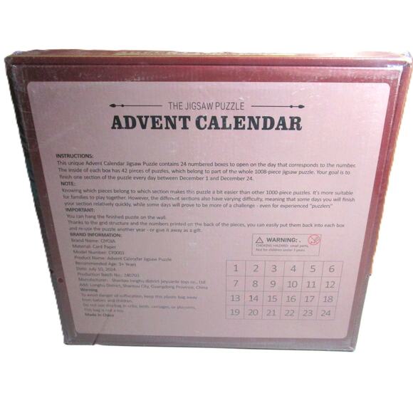 CIYOJA Advent Calendar Jigsaw Puzzle 1008 Pieces Holiday Village Reusable - Picture 2 of 3